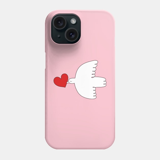 The Dove of Love - line drawn bird with a heart by Cecca Designs for Valentines Phone Case by Cecca