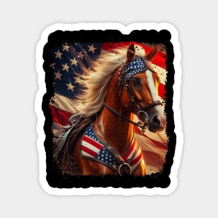 Patriotic Horse American Flag Horseback Riding Western Farm Magnet
