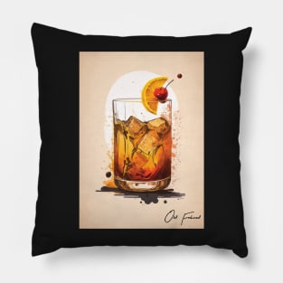 Vintage Vibes: The Old Fashioned Cocktail in Rustic Sketch Pillow