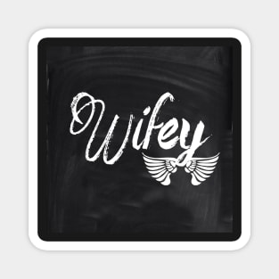 1980s chalkboard typography scripts honeymoon Mrs bride wifey Magnet