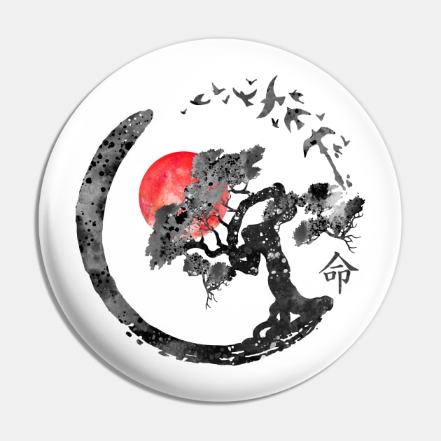 Enso circle and Bonsai tree Pin by RosaliArt