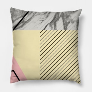 Grey marble yellow pink background Pillow