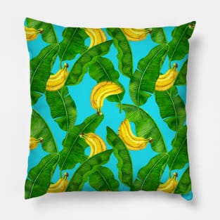 Bananas and leaves watercolor design Pillow