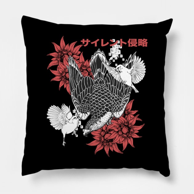 Birds of Prey falcon illustration Pillow by Black Tee Inc