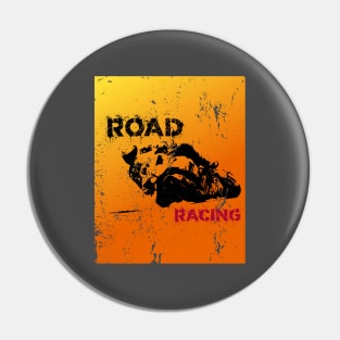 Motorcycle road racing grunge silhouette logo Pin
