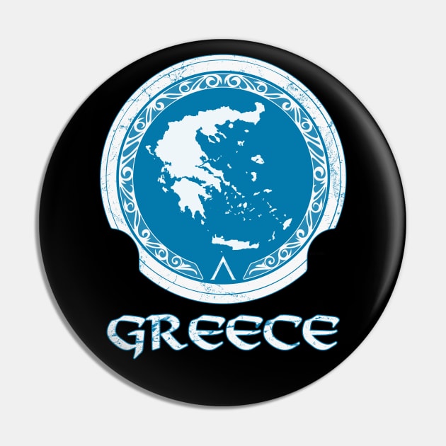 Greek Map on Spartan Shield Pin by NicGrayTees