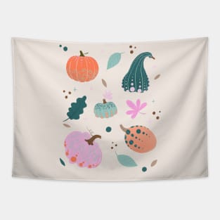 Pastel pink, orange and teal pumpkins Tapestry