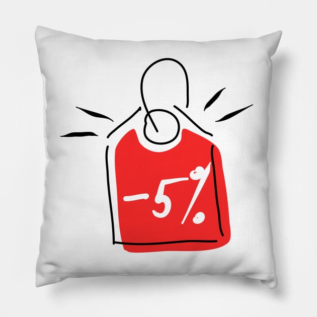 Discount 5%. Promotion, bonus, gift, marketing, advertising. Pillow by grafinya