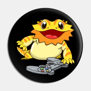 Bearded Dragon Headphones Video Game Pin