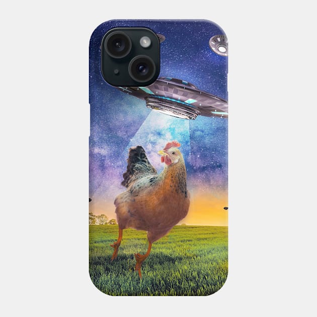 Chicken UFO Abduction Phone Case by Random Galaxy