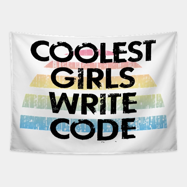 Coolest girls write code. This girl writes code. Coding is for women. Funny quote. Best programmer ever. Vintage graphic. Code like a woman. Programming nerd, geek, lover Tapestry by IvyArtistic