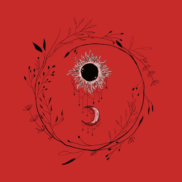 Sun and Moon Gothic Floral Design by thecolddots