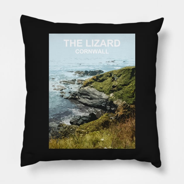 The Lizard Cornwall. Cornish gift. Travel poster. Pillow by BarbaraGlebska