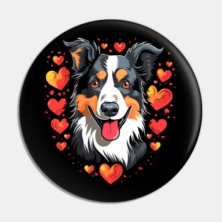 Border Collie Valentine Day Pin