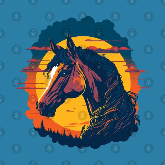 Colorful Horse Portrait Graphic Design by TMBTM