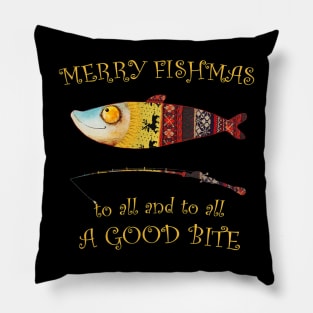 Christmas Fisherman's MERRY FISHMAS to ALL Christmas Fishing Pillow