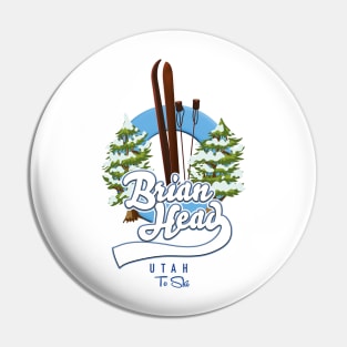 Brian Head Utah to ski logo Pin