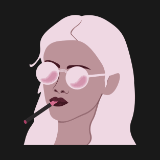 Badass Girl Smoking Pink Cigar T-Shirt