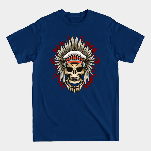 Discover Indian Chief Skull headdress Native American Indian Skull - Indian Skull - T-Shirt