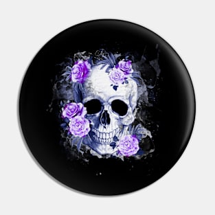 Sage Tribe Skull With roses Pin