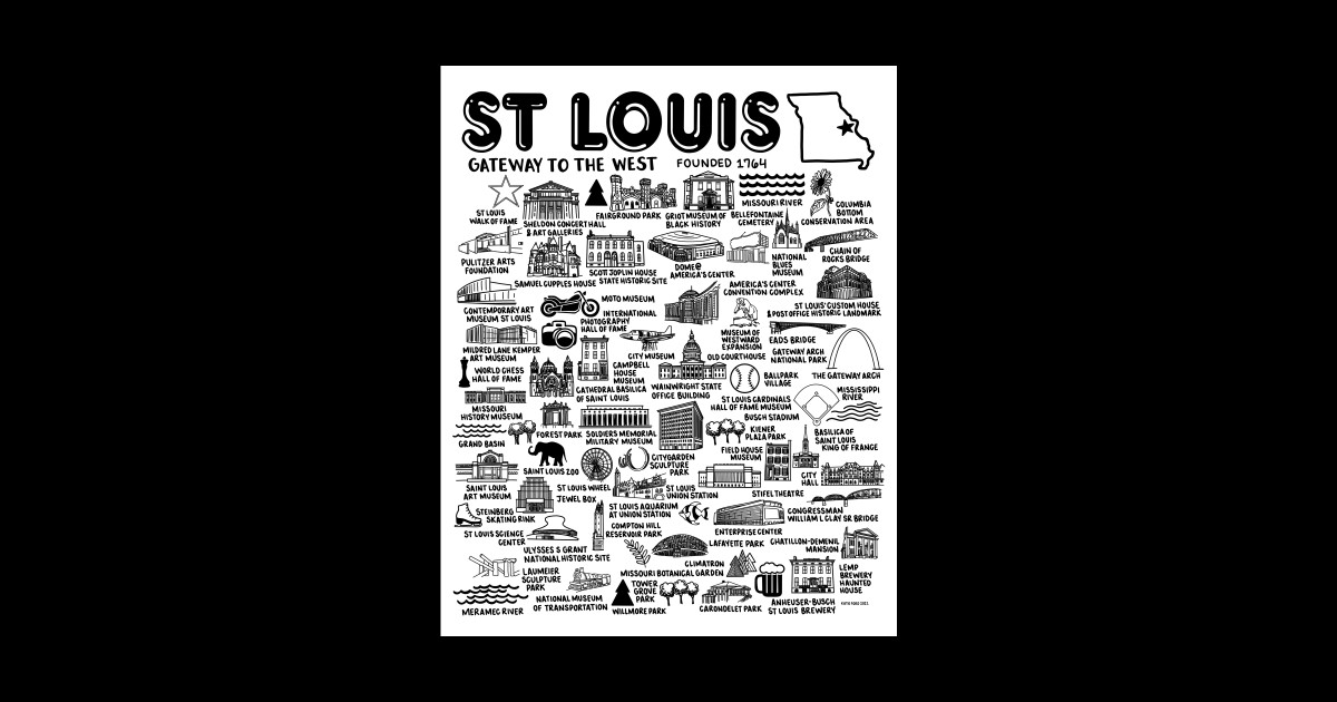 St Louis Map St Louis Sticker TeePublic