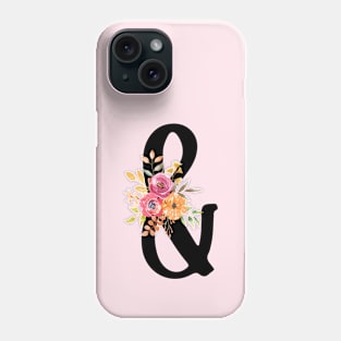 Ampersand "&" With Watercolor Floral Wreath Phone Case