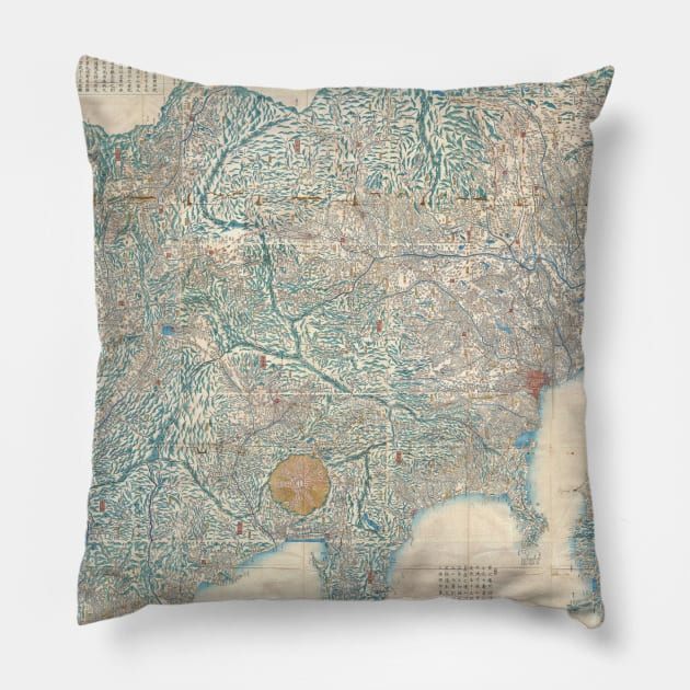 Vintage Map of Tokyo and Mt. Fuji Japan (1843) Pillow by Bravuramedia