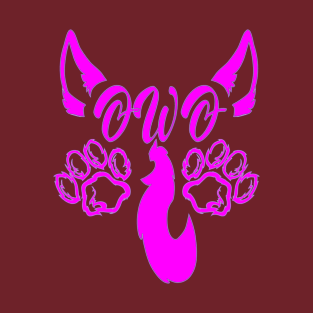 OWO Fursuit dog Paw with Ears and Tail, Pink Fursona graphic T-Shirt