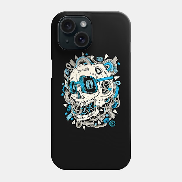 Skull Electrify Me Shark Teeth Blue Eyeglasses Broken Wood Forest Roots Phone Case by BluCranium