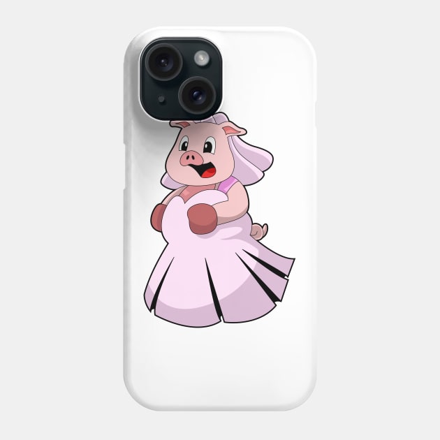 Pig as Bride with Wedding dress Phone Case by Markus Schnabel