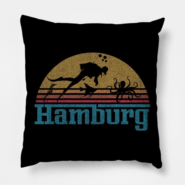 Hamburg Germany Sunset Scuba Diving Design Pillow by FromHamburg