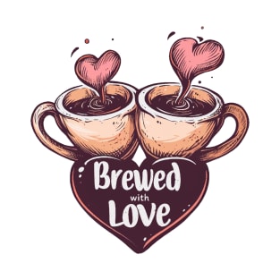 Brewed with Love: Vintage Cartoon Valentine's Day Tee T-Shirt