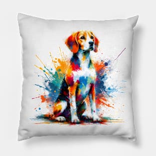 Vibrant Hanoverian Scenthound in Abstract Splash Art Pillow