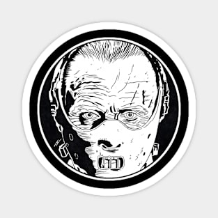 HANNIBAL LECTER - Silence of the Lambs (Circle Black and White) Magnet