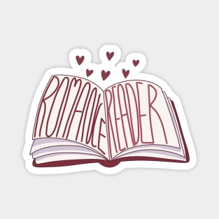 Romance reader open book with red hearts Magnet