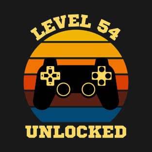 Level 54 Unlocked Retro Vintage Funny Video Game 54th Birthday T-Shirt