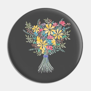 Bright Watercolor Floral Bouquet Pin