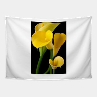 Four yellow calla lilies Tapestry