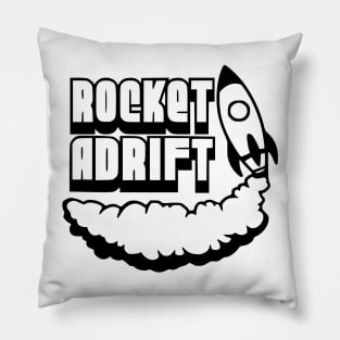 Rocket Adrift logo black and white Pillow