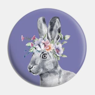 Bunny Rabbit in Flower Wreath Pin