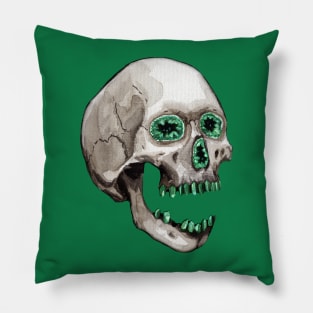 Emerald Geode Crystal Skull Pillow