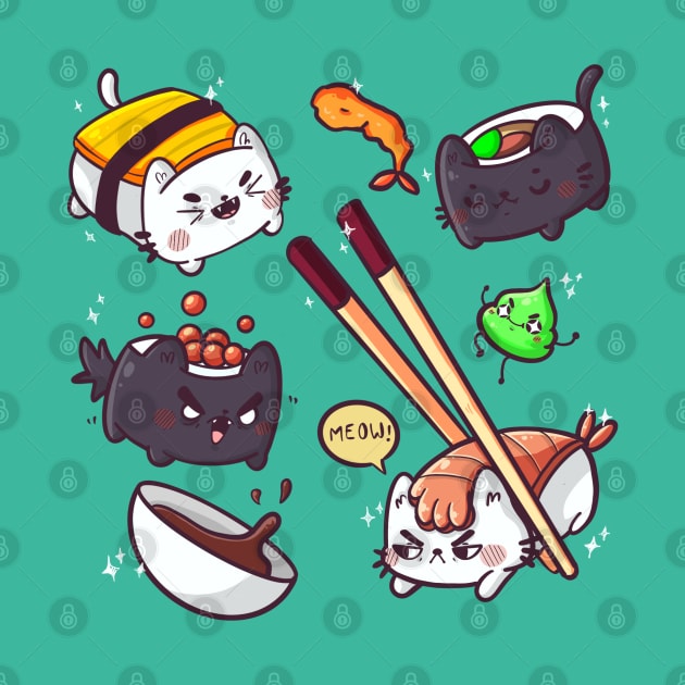 Sushi cats by lunaticpark