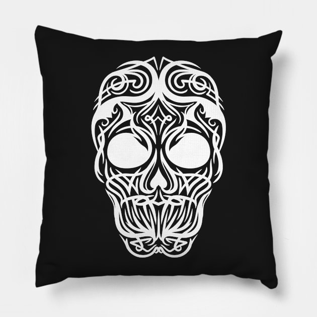 skull Halloween white Pillow by ziondesign