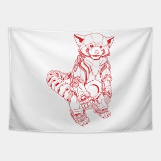 Mech Red Panda (red) Tapestry