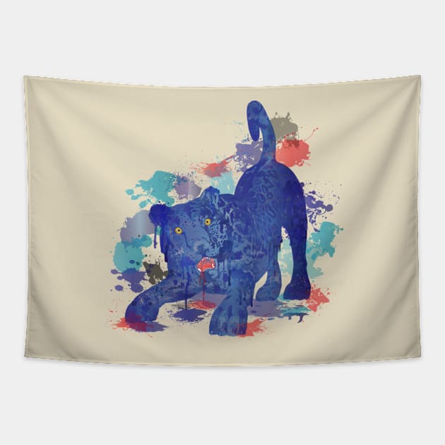 Panther Splash! Tapestry by Ancello