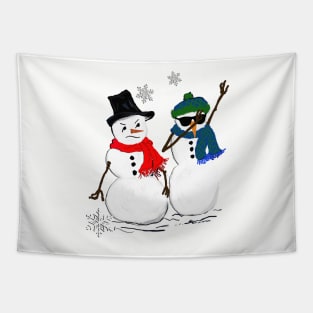 Funny Dabbing Snowman Gift Products, Grumpy Snow Friend Christmas & Winter Fun Gifts Tapestry