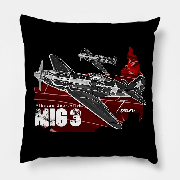 Mikoyan-Gurevich MiG-3 Russian Vintage Aircraft Pillow by aeroloversclothing