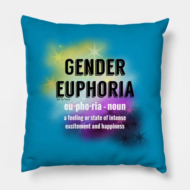Gender Euphoria Non-binary Pillow by Art by Veya