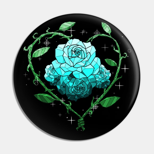 Cyan Crystal Flower Pin by Saira Crystaline