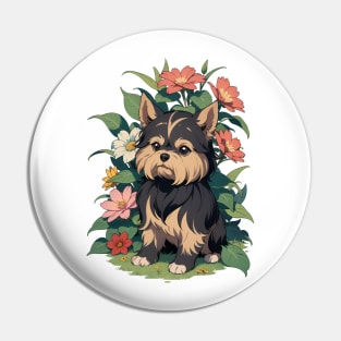 Floral Terrier's Serenity Pin